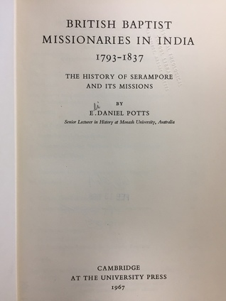 Read British Baptist Missionaries in India, 1793-1837 - E. Daniel Potts file in ePub