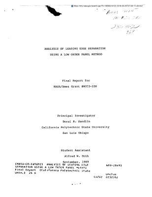 Read Online Analysis of Leading Edge Separation Using a Low Order Panel Method - National Aeronautics and Space Administration file in PDF