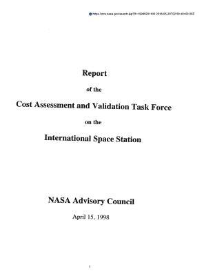 Read Online Report of the Cost Assessment and Validation Task Force on the International Space Station - National Aeronautics and Space Administration file in PDF