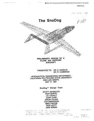 Download The Snodog: Preliminary Design of a Close Air Support Aircraft - National Aeronautics and Space Administration | PDF