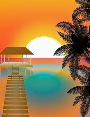 Full Download Notebook: Sunset beach palm ocean tree pier sunrise dusk twilight sundown sun eventide midnight -  | PDF